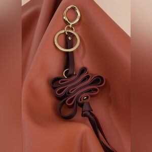 Polene Ziggy Keychain in Duo Camel Grain Lisse